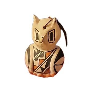 Native American Acoma Hand Painted Pottery Owl 2" Signed